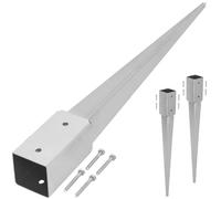 KOTARBAU® Juego de 2 casquillos de impacto de 51 x 51 mm de longitud 600 mm, galvanizados en caliente, soportes de poste de acero, casquillo de impacto para postes de valla, casquillo de suelo, ancla