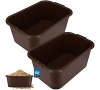 KOTARBAU® Juego de 2 cubos de mortero cuadrados, 45 L, color marrón, de plástico, para mortero, para alimentos, cubo de construcción, cubo de mortero, barril de cocina, cubo de cocina, cubo de