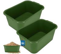 KOTARBAU® Juego de 2 cubos de mortero cuadrados, 45 l, color verde, plástico, para mortero, para alimentos, cubo de construcción, cubo de mortero, barril de cocina, cubo de cocina, cubo de albañil,