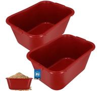 KOTARBAU® Juego de 2 cubos de mortero cuadrados, 55 L, color rojo, plástico, para mortero, para alimentos, cubo de construcción, cubo de mortero, barril de cocina, cubo de cocina, cubo de albañil,