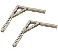 KOTARBAU® Juego de 2 escuadras abatibles para estanterías, baldas, estantes 300x260mm, Soporte de acero inoxidable, Plateado, Soporte plegable de esquina, Soporte de pared para ahorrar espacio, 100 kg
