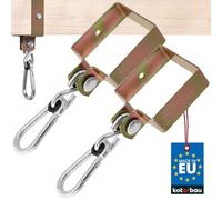 KOTARBAU Juego de 2 ganchos para columpio, gancho de mosquetón cuadrado, abrazadera, fijación, gemelos, galvanizado, color amarillo