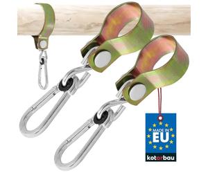 KOTARBAU® Juego de 2 Ganchos Redondos con Mosqueton 50 mm Gancho Oscilante Gancho para Columpio Jardin Sillas Colgantes Hamaca Jardin Gancho para Colgar Galvanizado Dorado