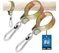 KOTARBAU® Juego de 2 Ganchos Redondos con Mosqueton 80 mm Gancho Oscilante Gancho para Columpio Jardin Sillas Colgantes Hamaca Jardin Gancho para Colgar Galvanizado Dorado