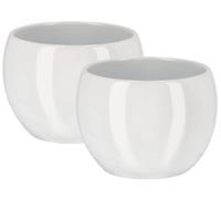 KOTARBAU® Juego de 2 macetas de cerámica de 10 cm, tiestos para Flores y Plantas, Color Blanco, macetero Redondo para Interiores, Maceta para el hogar, diseño Moderno y Elegante