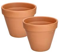 KOTARBAU® Juego de 2 macetas de Terracota con Borde 19 cm para Interiores y Exteriores, Tiesto para Plantas, Arcilla de Terracota, Maceta para balcón o jardín, Cerámica sin esmaltar
