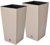 KOTARBAU® Juego de 2 macetas Rato Square con maceta interior para flores y arbustos, color moca alta, 50 cm