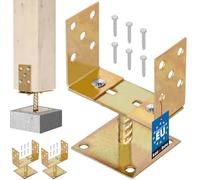 KOTARBAU® Juego de 2 soportes en U para postes de madera, 0 - 160 mm, galvanizado, atornillado, base de apoyo, anclaje de suelo, altura ajustable, anclaje de suelo, anclaje de suelo, anchura ajustable