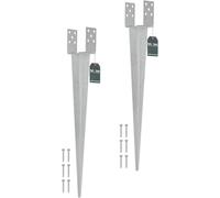 KOTARBAU® Juego de 2 soportes para postes de 0 - 160 mm, acero plateado, galvanizado, ajustable, para postes de madera, anclajes de suelo, manguito de suelo, anclajes para suelo