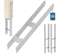 KOTARBAU® Juego de 2 soportes para postes en H para hormigón, 70 mm/600 mm, anclajes en H de acero galvanizado plateado, anclaje para postes, zapatos con anclaje de hormigón, soporte de acero, anclaje