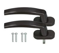 KOTARBAU Juego de 2 tiradores de ventana - Tirador de puerta de balcón - Botones a presión - PVC - 35 mm - Marrón - Tirador de puerta de patio - Universal - Fácil instalación - Material resistente a