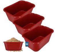 KOTARBAU® Juego de 3 cubos de mortero cuadrados, 55 L, color rojo, plástico, para mortero, para alimentos, cubo de construcción, cubo de mortero, barril de cocina, cubo de cocina, cubo de albañil,