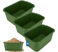 KOTARBAU® Juego de 3 cubos rectangulares de 45 l, color verde, de plástico, para mortero, para alimentos, cubos de construcción, cubos de mortero, barril de cocina, cubeta cuadrada