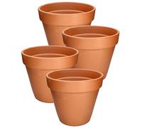 KOTARBAU® Juego de 4 macetas de Terracota con Borde 11 cm para Interiores y Exteriores, Tiesto para Plantas, Arcilla de Terracota, Maceta para balcón o jardín, Cerámica sin esmaltar