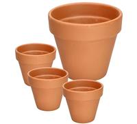 KOTARBAU® Juego de 4 macetas de Terracota con Borde 13 cm para Interiores y Exteriores, Tiesto para Plantas, Arcilla de Terracota, Maceta para balcón o jardín, Cerámica sin esmaltar