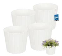 KOTARBAU Juego de 4 maceteros - Maceta - 20 cm de alto x 18 cm - Color blanco - Plástico - Maceta para plantas de interior - Macetas grandes - Exterior - Maceta - Maceta - Jardinera - Jardinera
