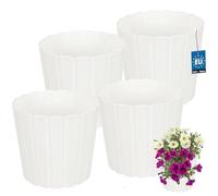 KOTARBAU Juego de 4 maceteros - Maceta - 24 cm de alto x 22 cm - Color blanco - Plástico - Maceta para plantas de interior - Macetas grandes - Exterior - Maceta - Maceta - Jardinera - Jardinera
