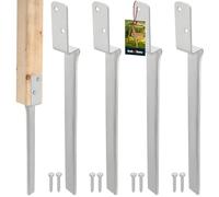 KOTARBAU® Juego de 4 manguitos de impacto para columpio, casquillo de suelo, forma de L, 50 cm, de acero galvanizado en caliente, para clavar, anclajes de suelo para postes de madera, anclajes de