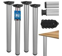 KOTARBAU Juego de 4 patas de mesa de acero inoxidable, 71-74,5 cm, patas de mesa, patas ajustables, patas de mesa, patas de mesa, patas de mesa, patas de mesa, patas de muebles, patas plateadas