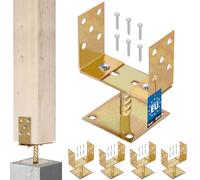 KOTARBAU® Juego de 4 soportes en U para postes de madera, 0-160 mm, galvanizados, para atornillar, base de apoyo, anclaje de suelo, altura ajustable, anclaje de suelo, ancho ajustable