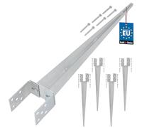 KOTARBAU® Juego de 4 soportes para postes de 0 a 120 mm, regulables, galvanizados en caliente, soporte para postes, manguito de suelo, soporte para suelo, postes, anclajes, acero plateado