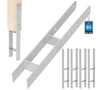 KOTARBAU® Juego de 4 soportes para postes en H para hormigón, 70 mm/600 mm, anclajes en H de acero galvanizado plateado, anclaje para postes, zapatos de apoyo, con anclaje de hormigón, soporte de