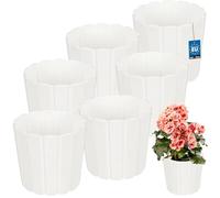 KOTARBAU Juego de 6 maceteros - Maceta - 17 cm Altura: 15 cm - Color blanco - Plástico - Maceta para plantas de interior - Macetas grandes - Exterior - Maceta - Maceta - Jardinera - Jardinera - Balcón