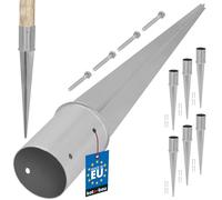KOTARBAU® Juego de 6 Soporte Poste Madera - Acero Galvanizado - ⌀ 100 mm - Plata - Soporte para Clavar en Tierra - Piqueta para Poste - Redondo Base
