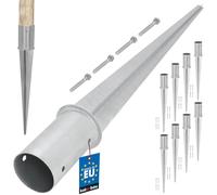 KOTARBAU® Juego de 8 Soporte Poste Madera - Acero Galvanizado - ⌀ 80 mm - Plata - Soporte para Clavar en Tierra - Piqueta para Poste - Redondo Base