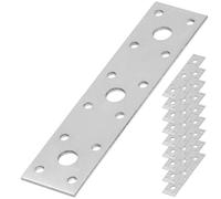 KOTARBAU® Juego de 9 conectores planos, 150 mm x 35 mm, placa perforada, plateada, conectores de madera para interior - exterior, placa perforada de acero