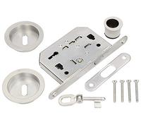 KOTARBAU® Juego de cerraduras de gancho para puertas correderas con llave, rosetas con mango hueco, plateado cromado