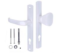 KOTARBAU® Juego de manilla y pomo para puerta, Manilla de cilindro de perfil 90 mm, Manillas de aluminio - blanco, 2 Manetas, Manijas de placa larga, Kit de montaje incluido, Picaporte con pomo
