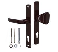 KOTARBAU® Juego de manilla y pomo para puerta, Manilla de cilindro de perfil 90 mm, Manillas de aluminio - marrón, 2 Manetas, Manijas de placa larga, Kit de montaje incluido, Picaporte con pomo