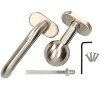 KOTARBAU® Juego de manillas con Placa Corta, Manilla con pomo Derecha, Manivelas para Puerta, Manilla de Acero Inoxidable, Manilla con pomo para Puerta, Manetas Forma en U, Tiradores para Puertas