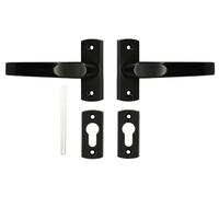 KOTARBAU® Juego de manillas para Puerta con rosetas para Cilindro, bombín, Manillas de Puerta con Placa Corta, Manillas de Aluminio ZnAl - Negro, 2 Manetas, Manijas diseño clásico, Picaportes