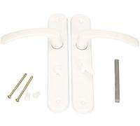 KOTARBAU® Juego de manillas para puerta de baño, Manilla con pestillo, Placa larga, 72 mm, Manillas de aluminio - blanco, 2 Manetas con cierre, Manijas diseño clásico, Kit de montaje incluido