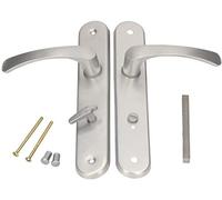 KOTARBAU® Juego de manillas para puerta de baño, Manilla con pestillo, Placa larga, 90 mm, Manillas de aluminio - plateado, 2 Manetas con cierre, Manijas diseño clásico, Kit de montaje, Picaportes