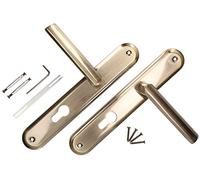 KOTARBAU® Juego de manillas para Puerta, Manilla con Agujero de Cilindro, 72 mm, Manijas de Puerta Placa Larga, Manetas, Manillas para Puerta Interior y Exterior, Picaportes Bronce, latón Envejecido