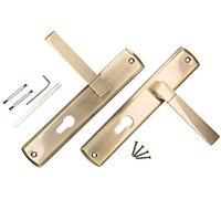 KOTARBAU® Juego de manillas para puerta, Manilla con agujero de cilindro en Zamak 72 mm, Manijas de puerta de placa rectangular larga, Manetas interior y exterior, Picaportes bronce, latón envejecido