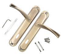 KOTARBAU® Juego de manillas para puerta, Manilla con bocallave, 72 mm, Manijas de puerta de placa larga, 2 Manetas, Manillas para puerta interior y exterior, Picaportes acabado cuero, Kit de montaje