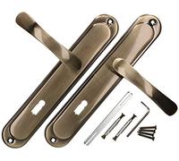 KOTARBAU® Juego de manillas para puerta, Manilla con bocallave, 90 mm, Manijas de puerta de placa larga, Manillas para puerta interior y exterior, Picaportes cuero antiguo, Kit de montaje