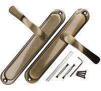 KOTARBAU® Juego de manillas para Puerta, Manilla con bocallave, Manijas de Puerta de Placa Larga, Manillas para Puerta Interior y Exterior, Picaportes Cuero Antiguo, Kit de Montaje, 2 manetas