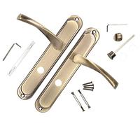 KOTARBAU® Juego de manillas para puerta, Manilla con pestillo para baño, 90 mm, Manijas de puerta de placa larga, 2 Manetas, Manillas para puerta interior y exterior, Picaportes cuero, Kit de montaje