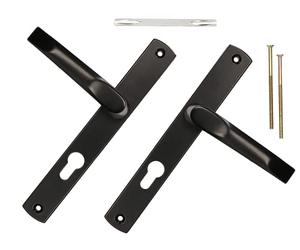 KOTARBAU® Juego de manillas para Puerta, Manilla de Cilindro de Perfil 72 mm, Manillas de Aluminio - Negro, 2 Manetas, Manijas de Placa Larga, Diseño clásico, Kit de Montaje Incluido, Picaportes