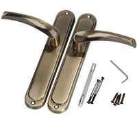 KOTARBAU® Juego de manillas para puerta, Manilla de puerta, Manijas de puerta de placa larga, 2 Manetas, Manillas para puerta interior y exterior, Picaportes acabado cuero, Kit de montaje