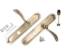 KOTARBAU® Juego de manillas para puerta ZnAl, Manilla con pestillo para baño, 72 mm, Manijas de puerta de placa larga, 2 Manetas, Manillas para puerta interior, Picaportes acabado cuero, Oro viejo