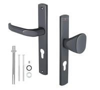 KOTARBAU® Juego de manillas y pomos 72 mm Cilindro perfilado Manivela de puerta de aluminio Juego de herrajes Manija de puerta Cerradura de puerta Anthrazit Para puerta interior Puerta exterior