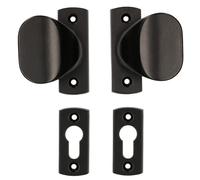 KOTARBAU® Juego de tiradores para puerta con rosetas para cilindro, bombín, Manillas de puerta con placa corta, Manillas de aluminio ZnAl - negro, 2 Manetas, Manijas, Picaportes con pomo de mariposa