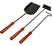 KOTARBAU® Kit de 3 Accesorios para Chimenea, 3 Herramientas: Pala, atizador y rascador de Ceniza, Utensilios de Metal con Mango de Madera, Cubiertos de Estufa, Barbacoa, Color Negro, 3 Unidades