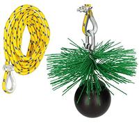 KOTARBAU® Kit deshollinador, Erizo PVC para limpiar chimenea, 150 mm, Cepillo redondo de plástico, Peso, Herramientas para desatascar chimeneas, Kit de limpieza de chimeneas, Cabezal, Cuerda 22 m